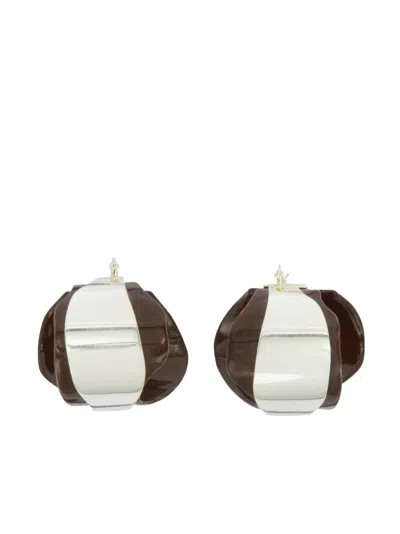 Jil Sander Two-tone Brass Earrings In Brown