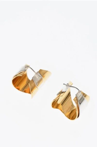 Jil Sander Two-tone Brass Earrings With Ring Design In Gold