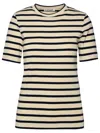 Jil Sander Heavy Cotton Jersey Striped T-shirt In White/blue