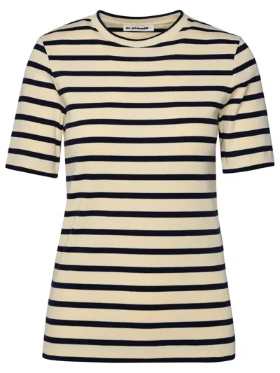 Jil Sander Two-tone Cotton T-shirt In Mariniere