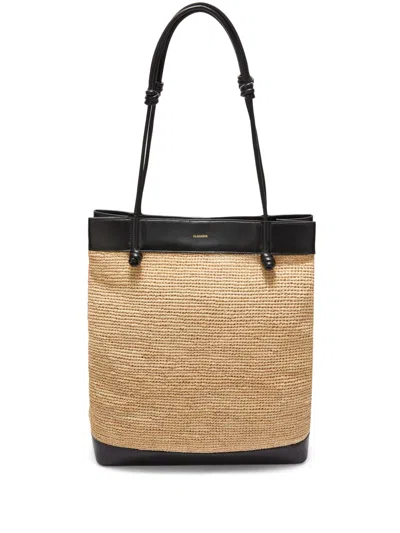 Jil Sander Two-tone Interwoven Tote In Neutrals