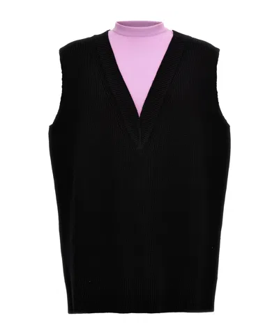 JIL SANDER JIL SANDER TWO-TONED SLEEVELESS KNIT VEST