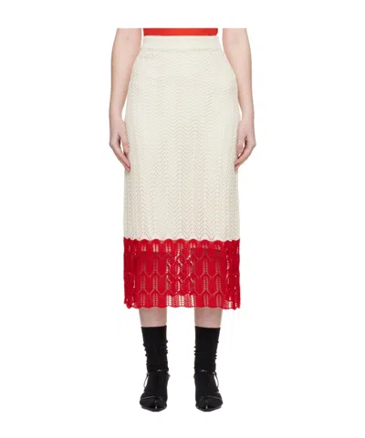 Jil Sander Two-tone Patchwork Skirt In White