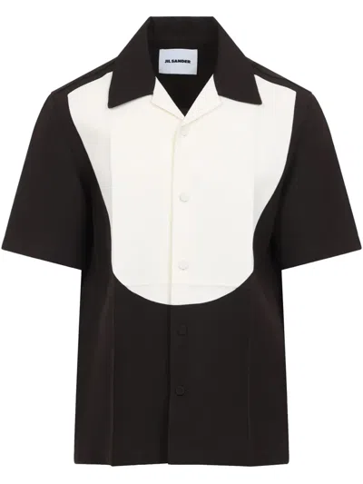Jil Sander Two-tone Shirt In 黑色