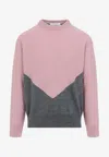 Jil Sander High Neck Color-blocked Sweater With Chevron Design In Pink