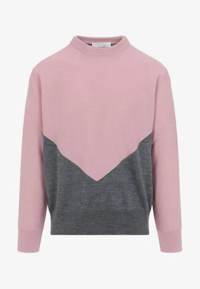 JIL SANDER TWO-TONED WOOL SWEATER