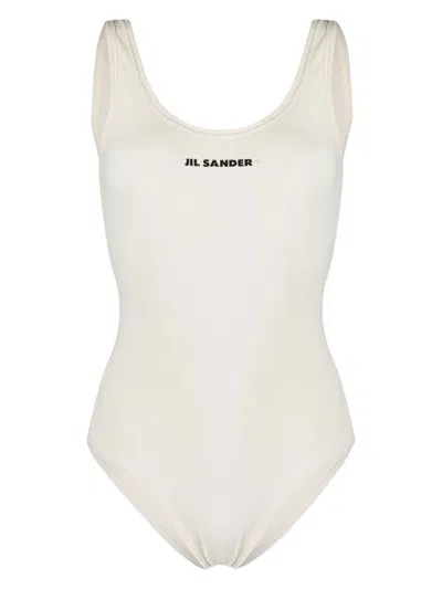Jil Sander Logo Printed One-piece Swimsuit In Multicolor