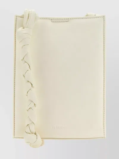 Jil Sander Unique Handle Leather Shoulder Bag In Beige