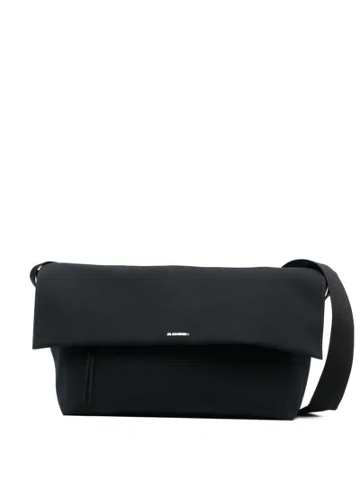 Jil Sander Utility Large Crossbody Canvas Bag In Black