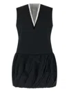 Jil Sander V-neck Balloon-skirt Mini Dress In Gray