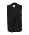 Jil Sander Buckle Lapel Sleeveless Jackets In Black