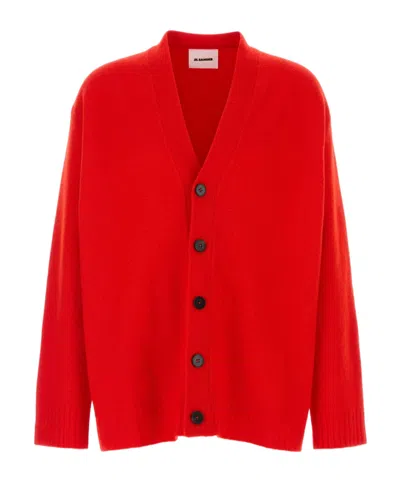 Jil Sander V-neck Button-down Cardigan In Red