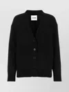 Jil Sander Ribbed Wool V-neck Cardigan In Black