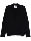 Jil Sander Black Ribbed Detail Cardigan In Blue
