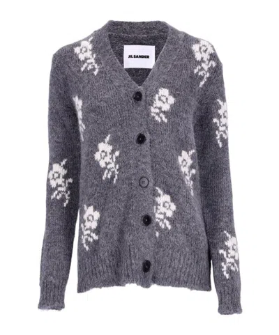 Jil Sander V-neck Cardigan In Gray