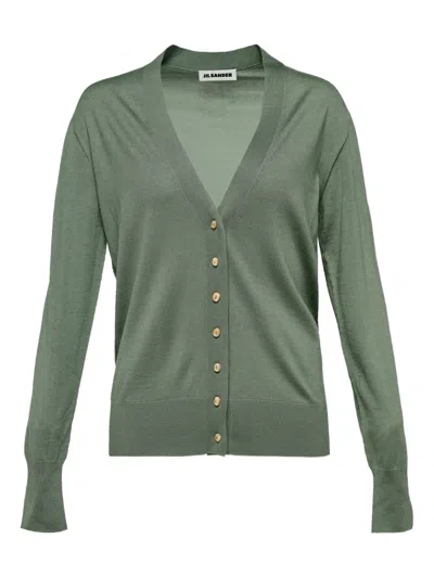Jil Sander V-neck Cardigan In Green