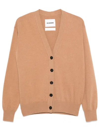 Jil Sander V-neck Cardigan In Neutrals