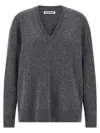 Jil Sander V-neck Long Sleeve Cashmere Knit Sweater In Gray