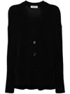 Jil Sander Logo-engraved-buttons Wool Cardigan In Black