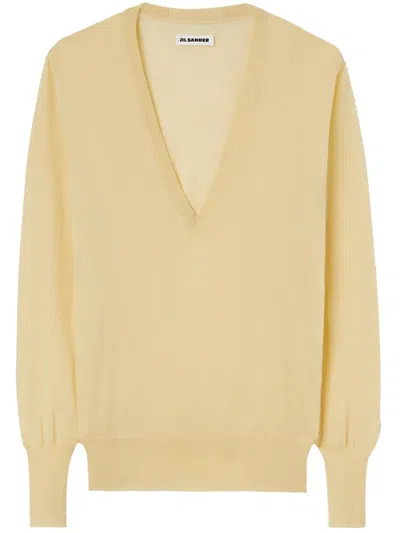 Jil Sander V-neck Cashmere Top In Yellow