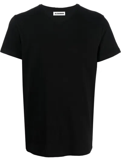 JIL SANDER V-NECK COTTON T-SHIRT