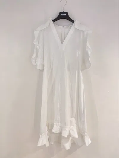 Jil Sander V-neck Dress In White