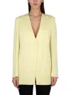 Jil Sander V-neck Jacket With Concealed Closure In Yellow