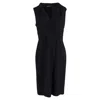 Jil Sander V-neck Knee Length Dress In Navy Blue Virgin Wool In Blue