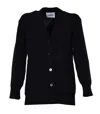 Jil Sander Ribbed Wool V-neck Cardigan In Nero