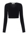 Jil Sander Cropped Wool Sweater In Black