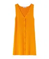 Jil Sander Sleeveless V-neck Ribbed Knit Dress In Orange