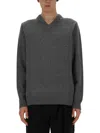 Jil Sander V-neck Scon Shirt Long Sleeves In Gray