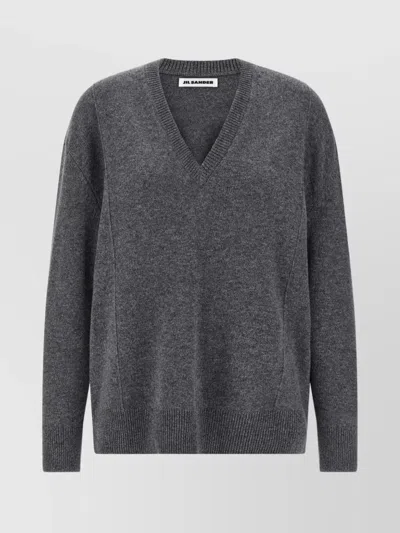 JIL SANDER V-NECK LONG SLEEVE CASHMERE KNIT SWEATER