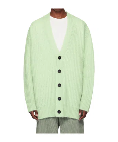 Jil Sander V-neck Long-sleeved Sweater In Green