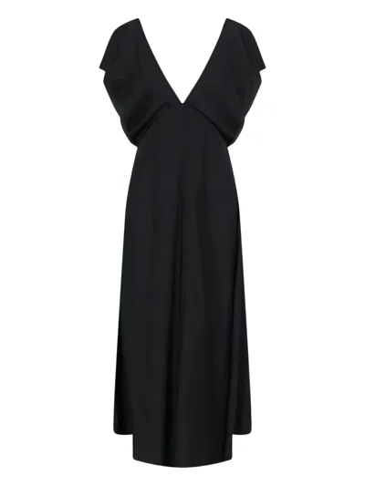 Jil Sander V-neck Maxi Dress In Black