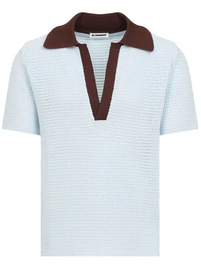 Jil Sander Short Sleeves Knit Polo Men In Blue
