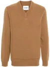 Jil Sander Wool Blend V Neck Sweater In Brown