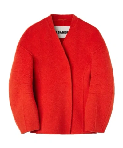 Jil Sander V-neck Silhouette Jacket In Red
