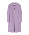 Jil Sander Single-breasted Cashmere-blend Collarless Coat In Purple