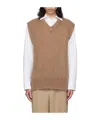 Jil Sander V-neck Sleeveless Knitted Sweater In Nude