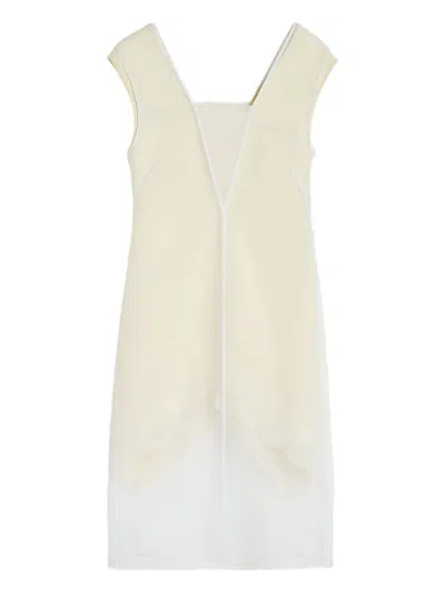 Jil Sander V-neck Sleeveless Midi Dress In White
