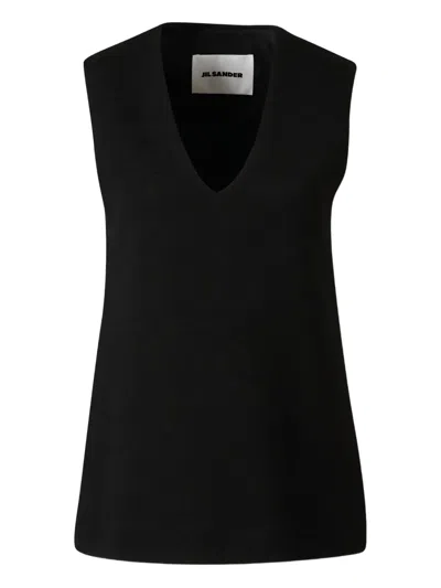 Jil Sander V-neck Sleeveless Top In Black