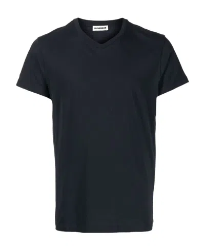 Jil Sander V-neck Straight Hem T-shirt In Black