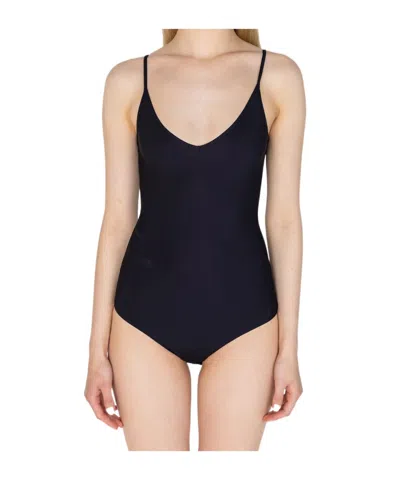 Jil Sander V-neck Stretch Bodysuit In Nude