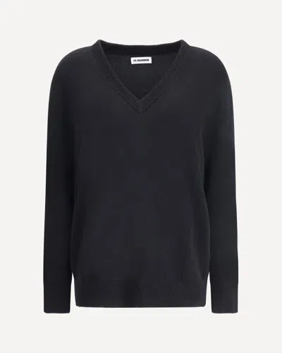 Jil Sander Women V Neck Sweater In Black