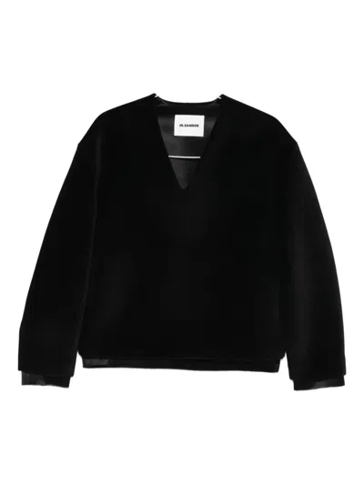 Jil Sander V-neck Sweater In Black