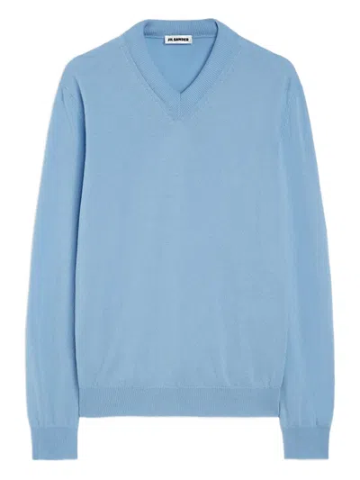 Jil Sander V-neck Sweater In Blue