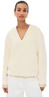 Jil Sander V-neck Top Long Sleeve Ecru In Neutral