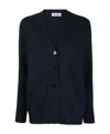 Jil Sander Ribbed Wool V-neck Cardigan In Blue