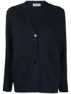 Jil Sander Navy Blue V Neck Cardigan In Blau